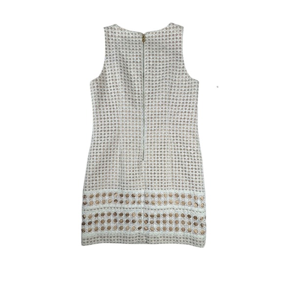 Vince Camuto Dress Women's Size 10 Champagne Sheath Eyelet/Geo Embroidery Detail - Picture 5 of 9